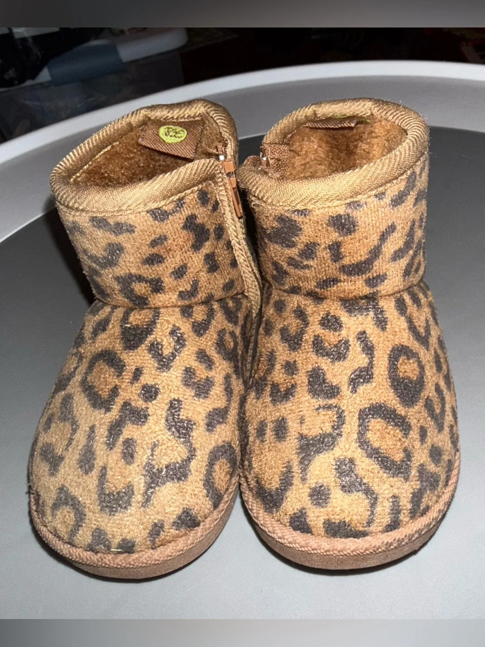 Leopard Print Tan Kids Zip Ugg Inspired Booties
